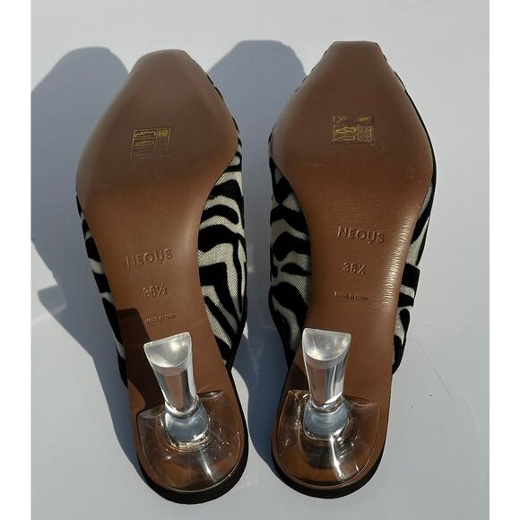 Neous Electra 65mm Mules Slides Heels Black Velvet Cream Mesh Clear Heel 36.5 - Picture 10 of 16
